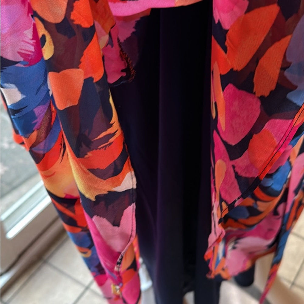 Nine West Floral Sleeveless Dress - Multicolor, Flounce Skirt, Large - Picture 6 of 10